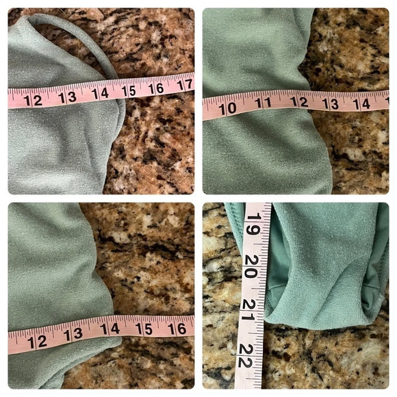 Victoria Secret Mint Green Terry Cloth Bodysuit One Piece Lace Up M Beach - Picture 7 of 13